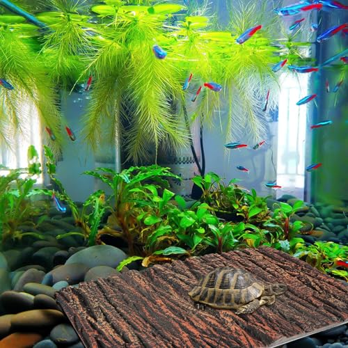 Fish Tank Background Board Turtle Box Decorative 3D Emulated Oak Bark Aquarium Landscaping Panel for Reptile Terrariums