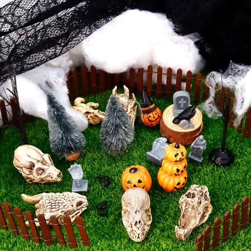 Bbiamsleep 8 Pcs 2.3 Inch Animal Skulls Figurine Resin Mini Skulls Dinosaur Alien Animal Skulls Decor Ornament Mini Skull Heads for DIY Projects Halloween Christmas Decoration