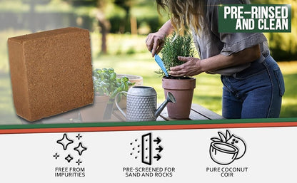 Kempf Compressed Coco Coir Pith Block, 10 Pound Block, Natural Potting Mix, Expands to 18 Gallons