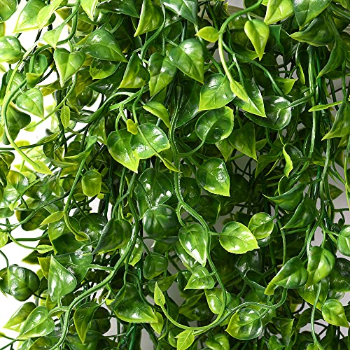CLONG 2pcs Artificial Hanging Plants 32-in Fake Hanging Plant Fake Ivy Vine Outdoor UV Resistant Plastic Plants (Ivy) - color: Ivy