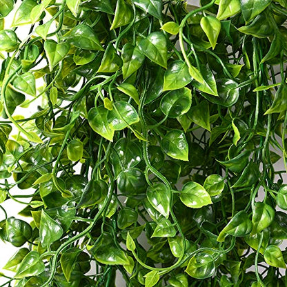CLONG 2pcs Artificial Hanging Plants 32-in Fake Hanging Plant Fake Ivy Vine Outdoor UV Resistant Plastic Plants (Ivy) - color: Ivy