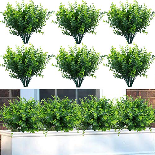summer flower 10 Pack Artificial Boxwood Stems for Outdoors Unfading in The Sun Plastic Faux Plants Fake Foliage Shrubs Greenery for Garden Office Patio Wedding Farmhouse Indoor Decoration - color: Boxwood-10