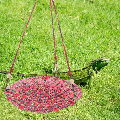 KALLORY Bearded Dragon Bed and Reptile Hammock Swing, Washable Cotton Small Animal Lounger with Clip, Hanging Basking Bed Suitable for Lizards, Geckos, Chameleons, Hamsters in Cage Habitat