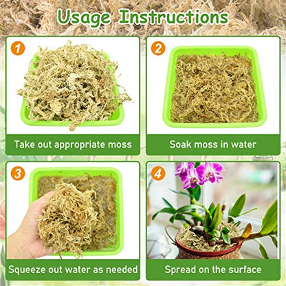 Riare 10 OZ Premium Sphagnum Moss- Natural Long Fibered Sphagnum Peat Moss Plants Moss Dried, Carnivorous Plants Moss Orchid Potting Mix for Orchids, Carnivorous Plants, Succulent (12QT) - size: 12QT/10oz