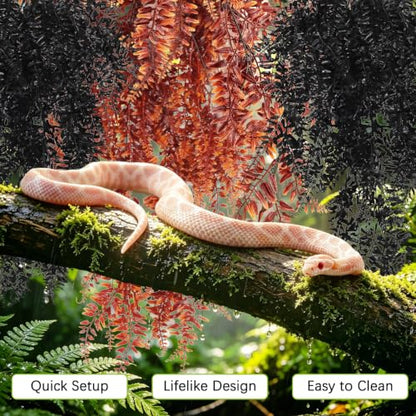 Hamiledyi Reptile Plants Hanging Terrarium Plants 4 Pack Fake Artificial Leaves with Suction Cup for Snake, Lizard, Chameleon (Red & Black) - color: 2 Pcs Black +2 Pcs Red Reptile Plants