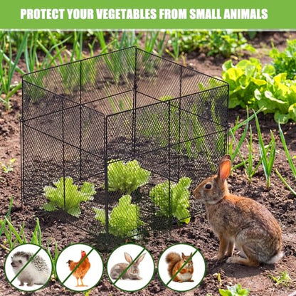 10 Pack Plant Protectors from Animals, Large Square Mesh Plant Cage 13.6" x 13.6" with 15.8" Stakes DIY Chicken Wire Cover for Outdoor Plants Vegetable Seedling Shrub Garden Barrier Fencing