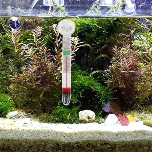 Mobestech 10pcs Aquarium Thermometers Fish Tank Temperature Meters with Suction Cups Small Strip Design for Freshwater and Reptile Tanks