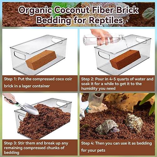 Legigo 4 Pack Coconut Fiber Substrate, Natural Coco Coir Bedding for Reptiles Turtles, Tortoises, Snake, Hermit Crab, Gecko, Lizard, Bioactive Terrarium Soil for Humidity Control and Plant Substrate - color: 4 Pack