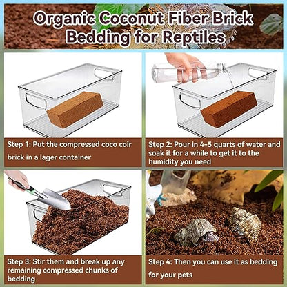 Legigo 4 Pack Coconut Fiber Substrate, Natural Coco Coir Bedding for Reptiles Turtles, Tortoises, Snake, Hermit Crab, Gecko, Lizard, Bioactive Terrarium Soil for Humidity Control and Plant Substrate - color: 4 Pack