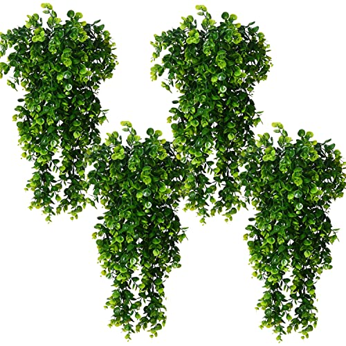 Toprooms Hanging Fake Plants,4 Pcs Faux Eucalyptus Leaf Greenery Vine Plant Faux Plants Fake Ivy Room Decor Home Garden Wedding Party Indoor Outdoor Decorations (Vine) - color: Vine