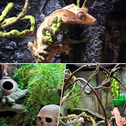 PINVNBY 7 PCS Reptile Plants Vine, Terrarium Hanging Flexible Climbing Artificial Leaves Reptile Hide, Bearded Dragon Tank Accessories, Terrarium Decor for Leopard Gecko Lizard Snake Geckos Chameleon - size: 7PCS