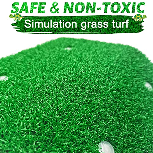 Keedolla Turtle Resting Basking Platform Simulation Grass Turtle Ramp, Lawn Tortoise Climbing Ladder Turtle Resting Terrace for Reptile Frog Terrapin - Middle - size: Medium