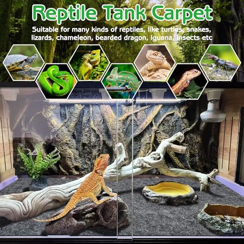 Tfwadmx Reptile Carpet, 4 Pack of Bearded Dragon Mat Terrarium Bedding Substrate Liner Reptile Mat for Snake Turtle Lizard Geckos Hermit Crabs (20'' X 12'')