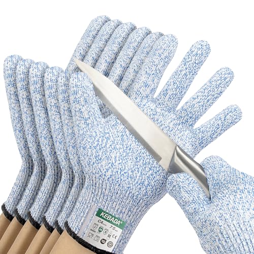 Kebada Cut Resistant Gloves, Food Grade Cut Proof Gloves for Kitchen, ANSI A4 Safety Protection, Ideal for Chef's Work, X-Large, (3 Pairs) - color: Blue(3 Pairs), size: 10/X-Large