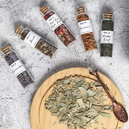 HNSHAG Witchcraft Supplies Herbs and Flowers Kit, 24pack Dried Herb for Spell Jars, Witchy Beginners, Witchcraft Altar Supplies and Decor, Rose Cinnamon Spiritual Herb for Witchy Gifts for Women - size: 15ml 24pack