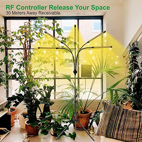 yentbokj 5-Head Adjustable LED Lights, Full Spectrum Grow Lamp with Timer, Warm White Light for Indoor Plants