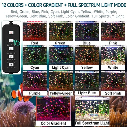 24/7 Mode LED Aquarium Light for 24-30 Inch Plant & Fish Tank, IP68 Full Spectrum Light, Sunrise-Daylight-Moonlight, White Red Green Blue Pink LEDs with Extendable Brackets for Freshwater - size: For 24-30 inch Tank