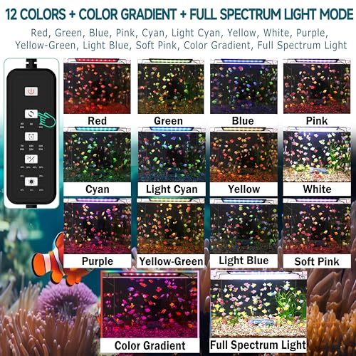 24/7 Mode LED Aquarium Light for 36-45 Inch Plant & Fish Tank, IP68 Full Spectrum Light, Sunrise-Daylight-Moonlight, White Red Green Blue Pink LEDs with Extendable Brackets for Freshwater - size: For 36-45 inch Tank