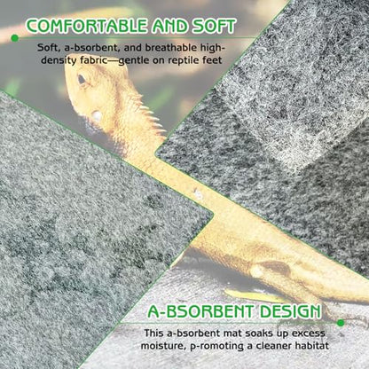 Tfwadmx Reptile Carpet, 2 Pack of Bearded Dragon Mat Terrarium Bedding Substrate Liner Reptile Mat for Snake Turtle Lizard Geckos Hermit Crabs (39'' X 20'')