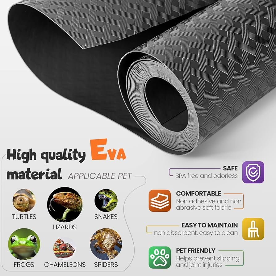Reptile Tank Liner Non-Slip Washable Reptile Substrate - Easy Clean Custom Fit Terrarium Bedding for Snakes Geckos Lizards Tortoises Bearded Dragons