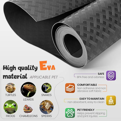 Reptile Tank Liner Non-Slip Washable Reptile Substrate - Easy Clean Custom Fit Terrarium Bedding for Snakes Geckos Lizards Tortoises Bearded Dragons