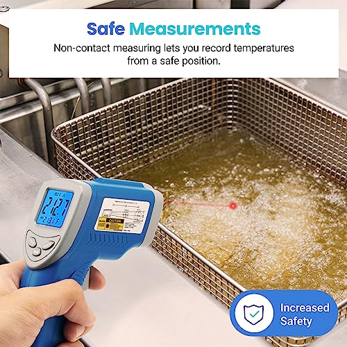 Etekcity Infrared Thermometer Upgrade 774, Heat Temperature Temp Gun for Cooking, Laser IR Surface Tool for Pizza, Griddle, Grill, HVAC, Engine, Accessories, -58°F to 842°F, Blue - color: Blue, style: Classic