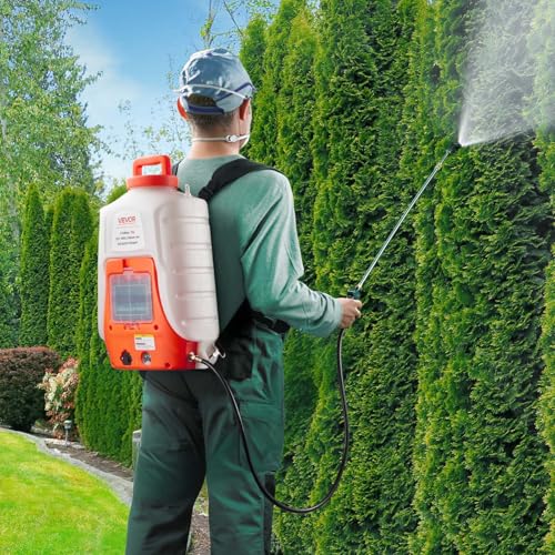 VEVOR Battery Powered Backpack Sprayer, 4 Gallons Electric Lawn Sprayer with 8 Nozzles & 2 Telescopic Wands, 90PSI Adjustable Pressure, 4-6 Hour Runtime, Yard Sprayers for Lawn and Garden