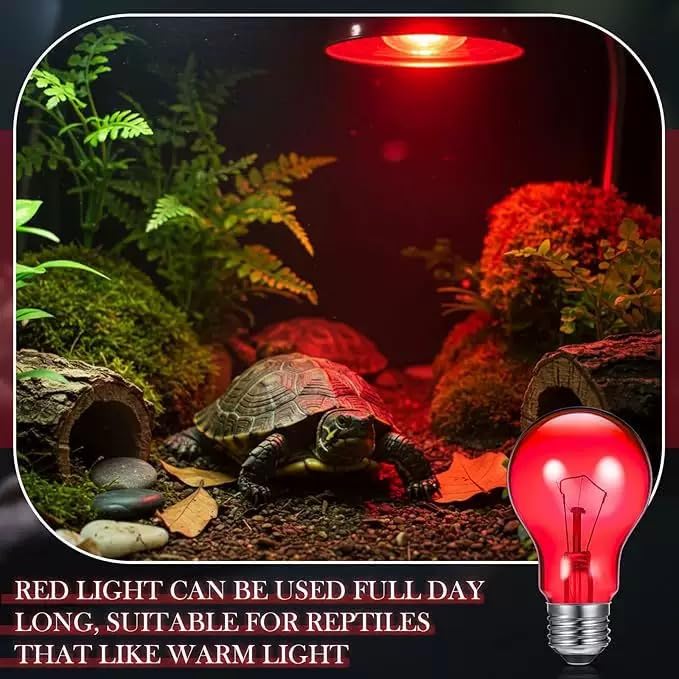 Sxminer 6pcs 100W Reptile Night Heat Lamp Bulbs - Infrared Ceramic Heat Emitter for Terrarium, No Light Disturbance A19 E26 Base 110V for Turtle, Lizard, Chickens Coop((Red)