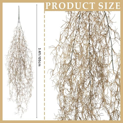 Giegxin Spanish Moss 41'' Fake Hanging Succulents Faux Moss Artificial Succulent Plants Vines Hanging Plants Swamp Decoration Potted Artificial Garland(Brown,12 Pack) - color: Brown