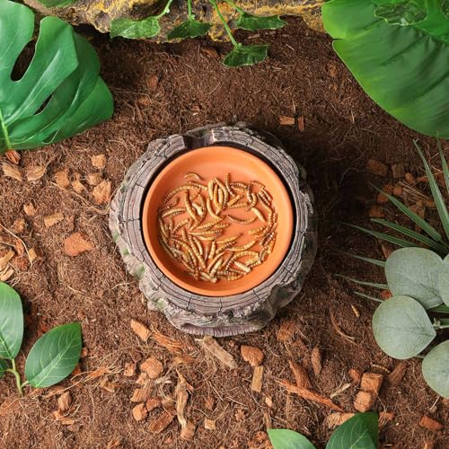 IBWell 3 in1 Reptile Hides and Caves with Detachable Base, Reptile Hideout Leopard Gecko Hide and Crested Gecko Food Dish Humid Hide for Lizard Tank Gecko Tank Accessories