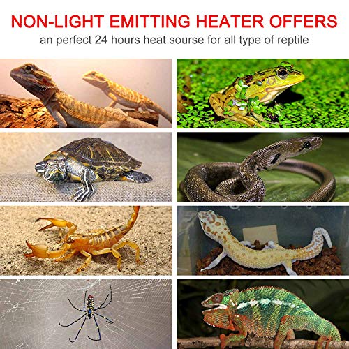 7W 11 x 5.9 Inch Waterproof Reptile Heating Pad Warmer with Temperature Controller, Power Adjustment Under Tank Terrarium Heater Heat Mat for Pets, Seedling, Small Animals 2 Pack