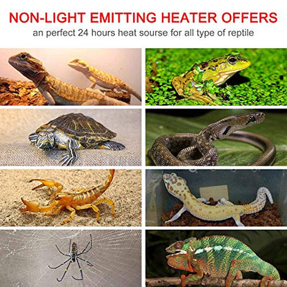 7W 11 x 5.9 Inch Waterproof Reptile Heating Pad Warmer with Temperature Controller, Power Adjustment Under Tank Terrarium Heater Heat Mat for Pets, Seedling, Small Animals 2 Pack