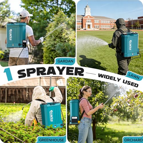 Battery Backpack Sprayer Compatible with Makita 18V Battery (Tool Only) 4.2 Gallon with Auto Mixer, 0–100PSI Adj, Leak-Proof Metal Telescopic Wand 42", 6 Nozzles, Ergonomic Strap Ecarke Garden Sprayer - color: Blue