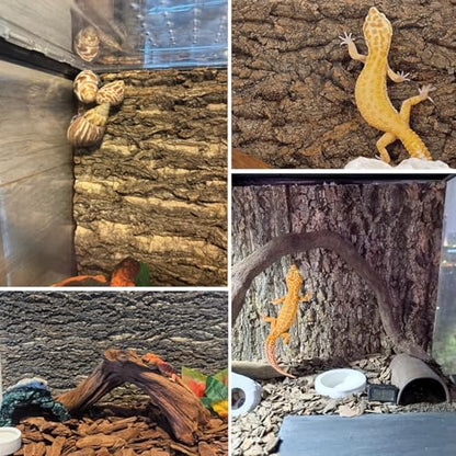 Hamiledyi Cork Terrarium Background 11.8x7.9in 4PCS Natural Reptile Cork Bark Flats Terrarium Board Bearded Dragon Climbing Wall Mat Tank Decor for Lizard Chamelon Snake Turtle Spider Crested Gecko - size: 4PCS-11.8x7.9in