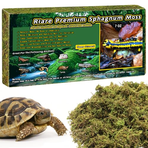 Riare 7 OZ Premium Sphagnum Moss for Reptiles- 10QT Natural Live Moss Reptile Moss Bedding for Terrarium, Hatching, Forest Sphagnum Moss Reptile Substrate for Snakes, Gecko, Turtles, Frogs, Leopard - color: 7 OZ