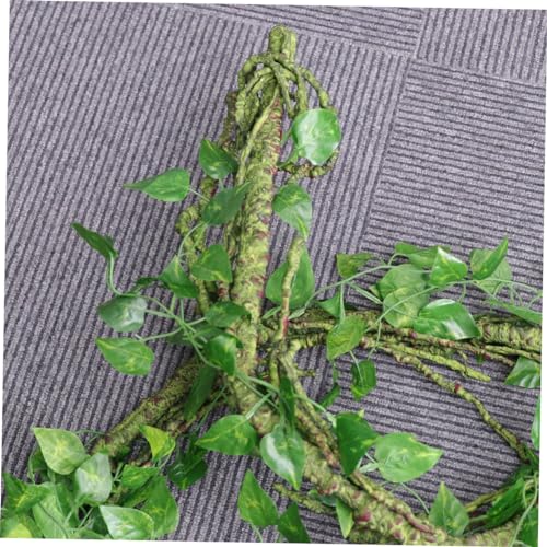 Sosoport 3pc Bendable Jungle Vines Decor for Reptile Habitat Flexible Artificial Leaf Vines with Cups for Lizards Snakes Frogs and More for Terrariums and Aquariums
