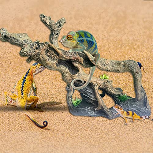 Resin Reptile Driftwood Decoration Bearded Dragon Branch Lizard Climb Habitat Decor Hanging Jungle Vines Reptiles Tank Accessories for Chameleon Snake Gecko Spider Fish Tree Frog