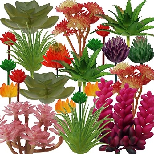 22pcs Colorful Fake Succulents, Mini Artificial Succulents for DIY Crafting Home Terrarium Floral Wall Garden Arrangement Office Decoration (Unpotted) - color: Colorful Succulents 22pcs