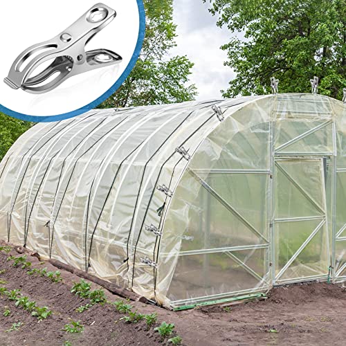 120 Pcs Greenhouse Clips, Garden Clips for Netting, Stainless Steel Greenhouse Clamps, Have a Strong Grip to Hold Down The Shade Cloth or Plant Cover on Garden Hoops or Greenhouse Hoops - style: 2.3inch-120pcs