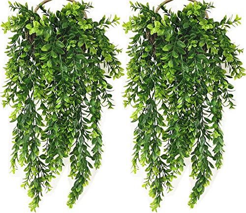 CATTREE Artificial Hanging Vines, Fake Ivy Plants Green Leaves Foliage Vine Plant Faux Rattan Greeny for Indoor Outdoor Home Kitchen Garden Office Wedding Wall Decor DIY Christmas Decoration 4 Pack - color: Green Leaves Hanging Vine / 4 Pcs