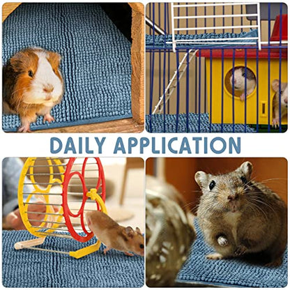 Amylove 4 Pcs Guinea Pig Cage Liner 16 x 24 Inch Washable Chenille Pee Pads Pet Dog Cat Bedding Training Mat Reusable for Small Animals Puppy Bunny Hamster Chinchilla - color: Blue, size: 16 x 24 Inch, style: Low Pile Chenille