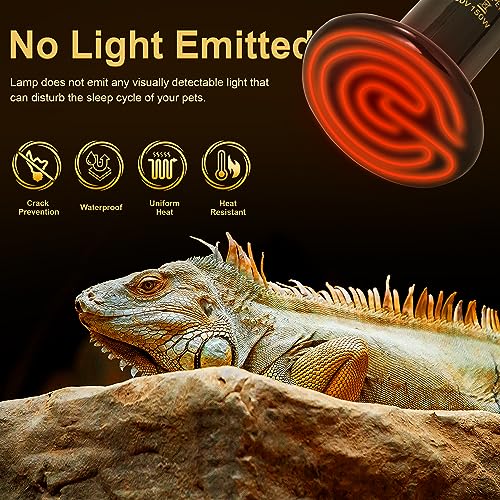 Ceramic Heat Emitter - 100W Reptile Heat Lamp, No Light Emitted Bulb, Reliable and Safe Heat Bulb for Reptile & Amphibian