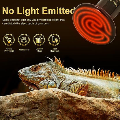 Ceramic Heat Emitter - 100W Reptile Heat Lamp, No Light Emitted Bulb, Reliable and Safe Heat Bulb for Reptile & Amphibian