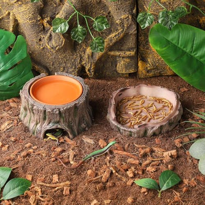 IBWell 3 in1 Reptile Hides and Caves with Detachable Base, Reptile Hideout Leopard Gecko Hide and Crested Gecko Food Dish Humid Hide for Lizard Tank Gecko Tank Accessories