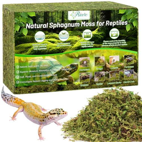 Riare 1.3LBS Natural Sphagnum Moss for Reptiles – 50QT Soft Forest Moss Reptile Bedding & Substrate for Tortoise, Hamsters, Snake, Leopard Gecko, Frog, Premium Live Moss for Tank, Terrarium - color: 1.3LBS