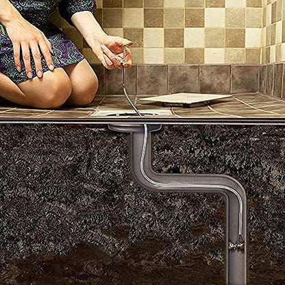 ABS and Stainless Steel Hair Catching Drain Cleaner Wire Spring Sink Cleaning Stick (162cm ; Red)