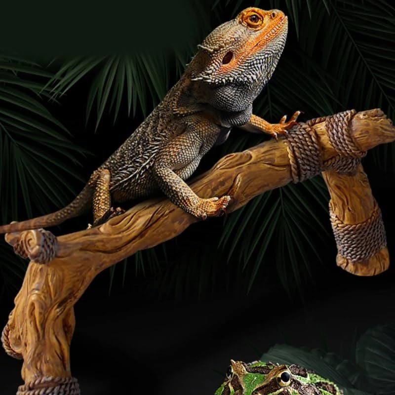 9.4" Realistic Branches Climbing Terrarium Aquarium Driftwood Crafts Snake Branch Reptile Resin Climb Tree Habitat Decoration for Gecko Dragon Frog Tortoise Chameleon Fish Tank Pet Supplies
