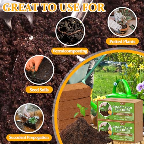 Riare 2pcs Organic Coco Coir Bricks Soil Blocks- 100% Natural Compressed Coco Peat Brick Coconut Fiber Substrate with Low EC& pH Balance, High Expansion Coco Coir Pith Coconut Husk for Garden - color: Pack of 2
