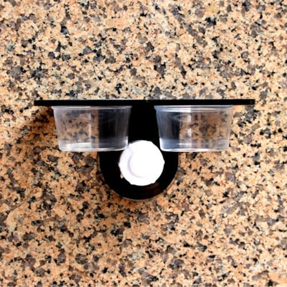 Sucker Reptile Ledge, Acrylic Gecko Feeding Ledge with Cups, Reptile Food Water Feeder Dish for Geckos Iguana Chameleon Pets