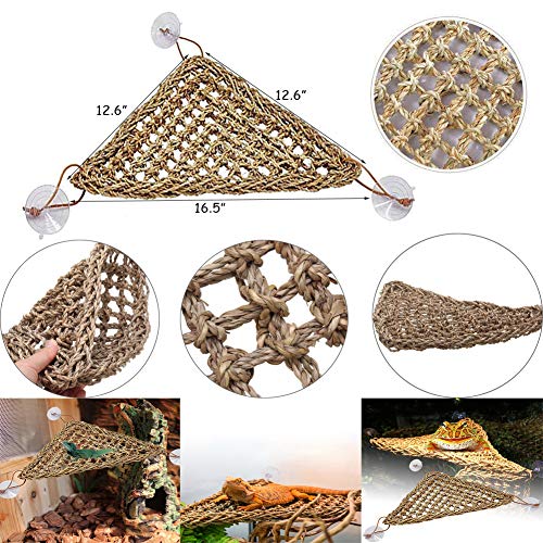 Hamiledyi 6PCS Bearded Dragon Tank Accessories Lizard Hammock Jungle Climber Vines Flexible Leaves Bendable Vine Artificial Branch Habitat Reptile Decor for Climbing, Suitable for Geckos, Lizards